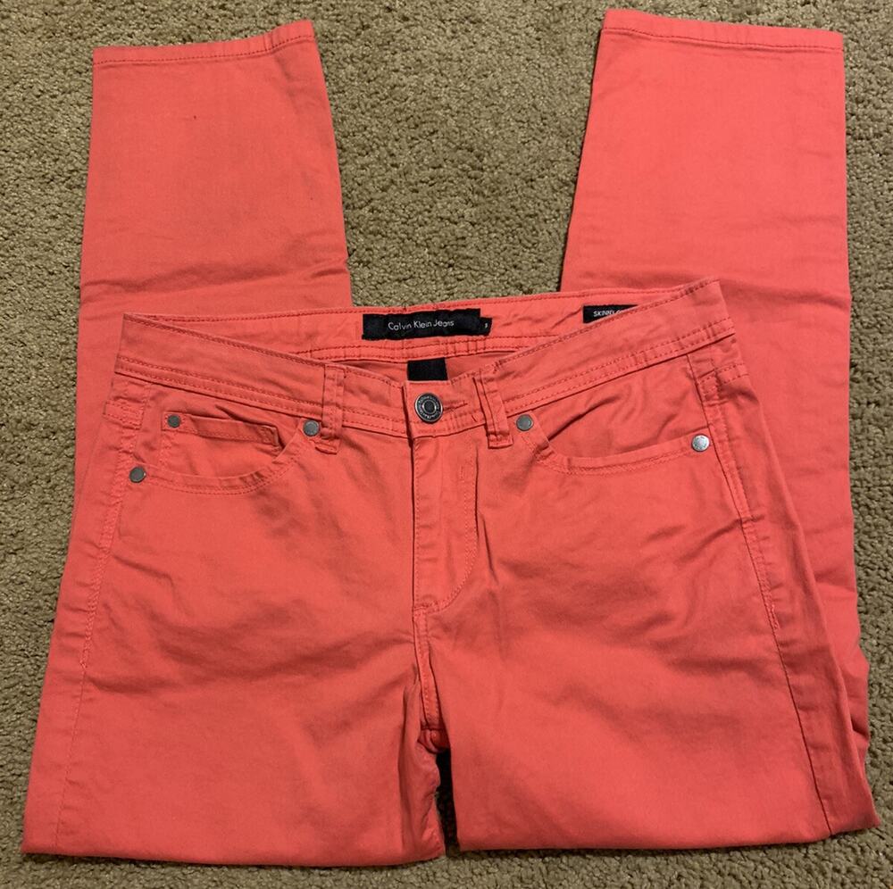 Calvin Klein Red Skinny Crop Ankle Pants Womens Size 6